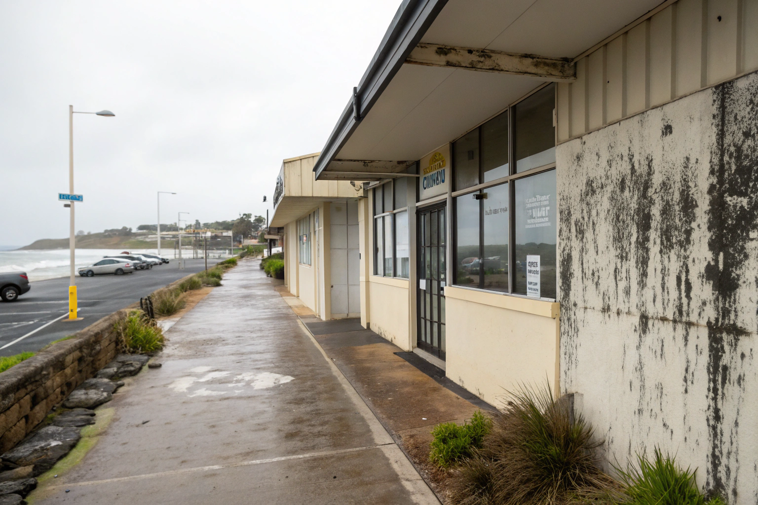 salt-air-mould-damage-commercial-facade-newcastle Salt air mould damage on commercial building facade Newcastle