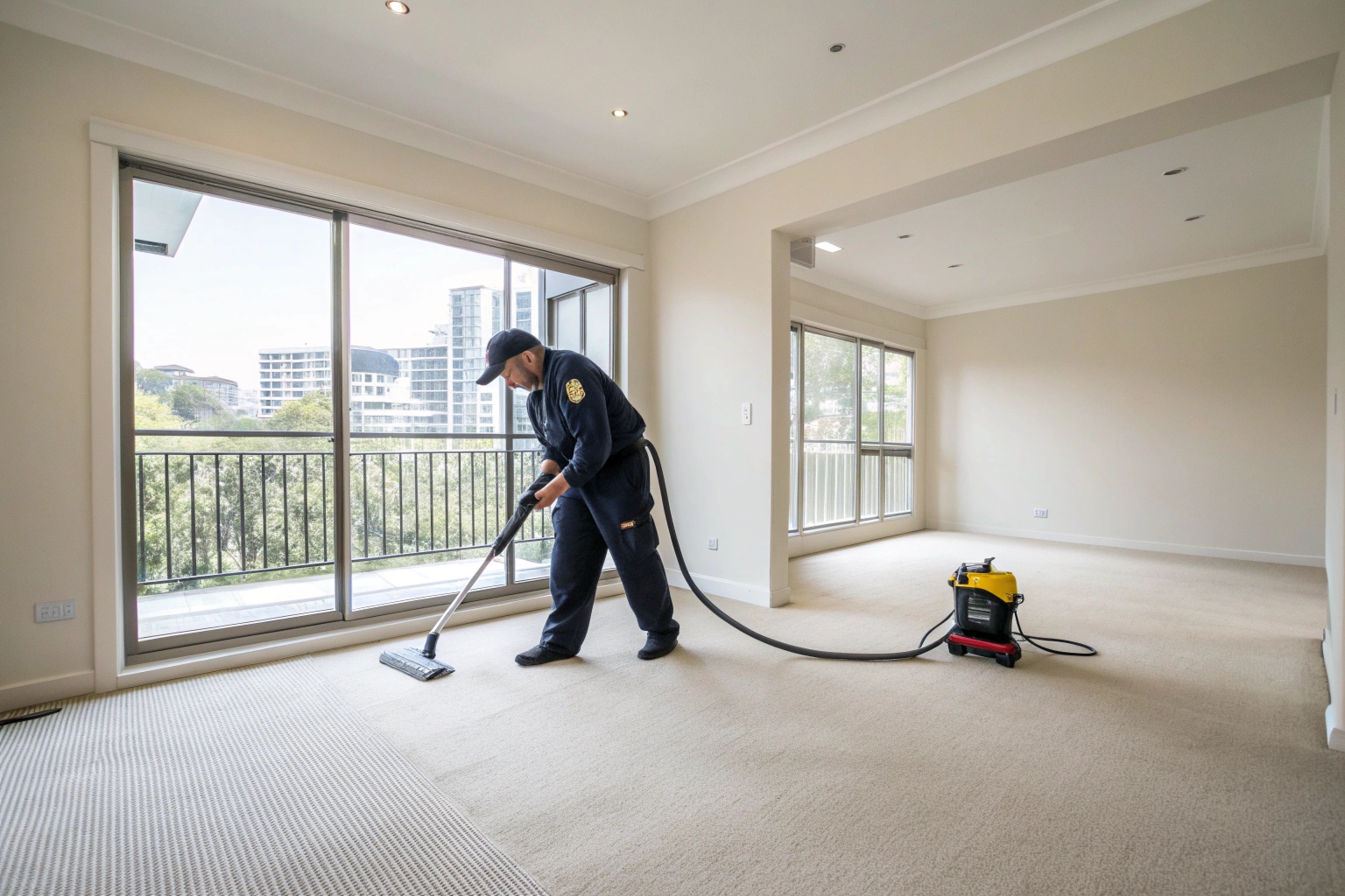 Carpet steam cleaning in vacant Cardiff rental property prior to bond inspection