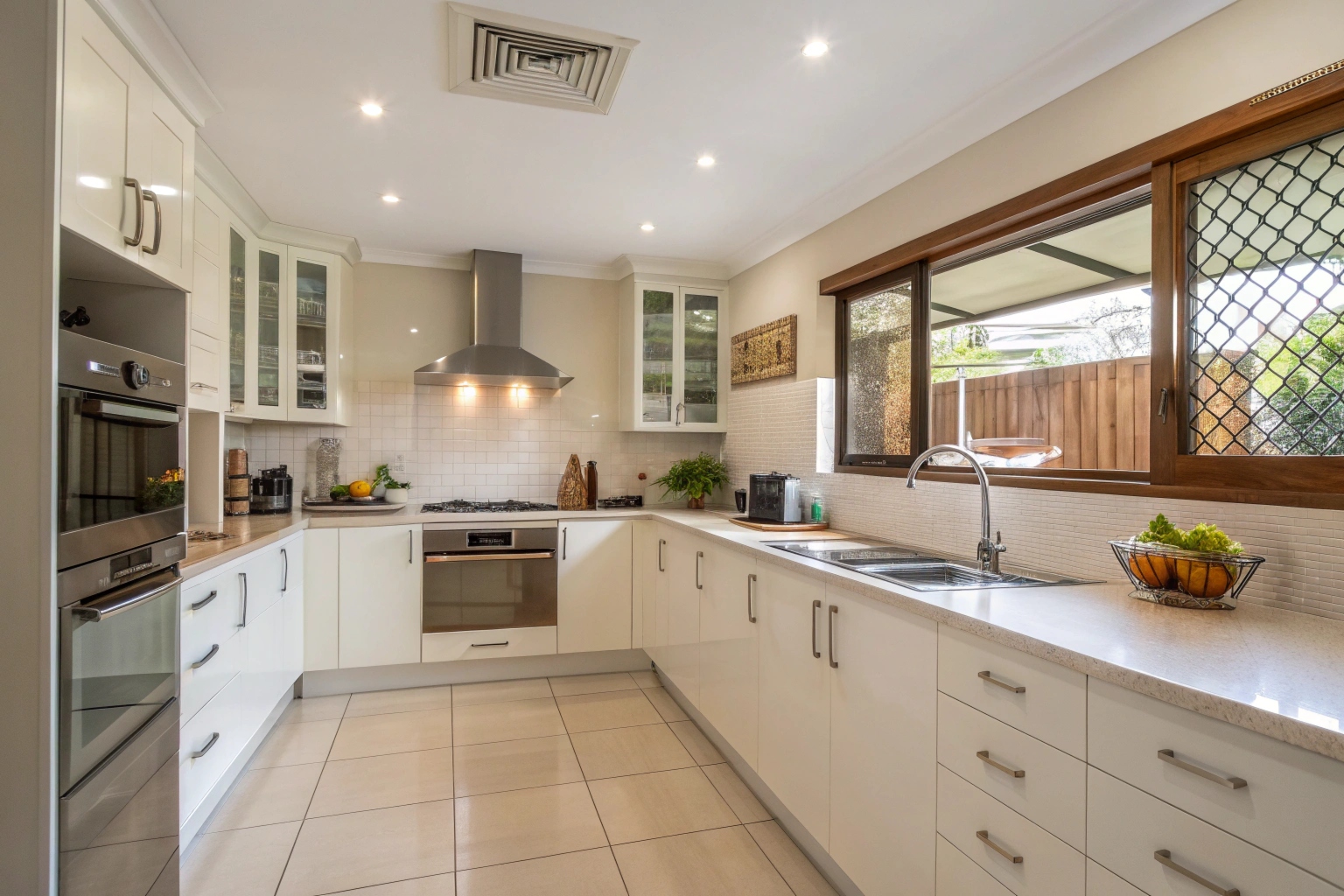 Freshly deep cleaned kitchen in Newcastle home showing spotless surfaces and appliances