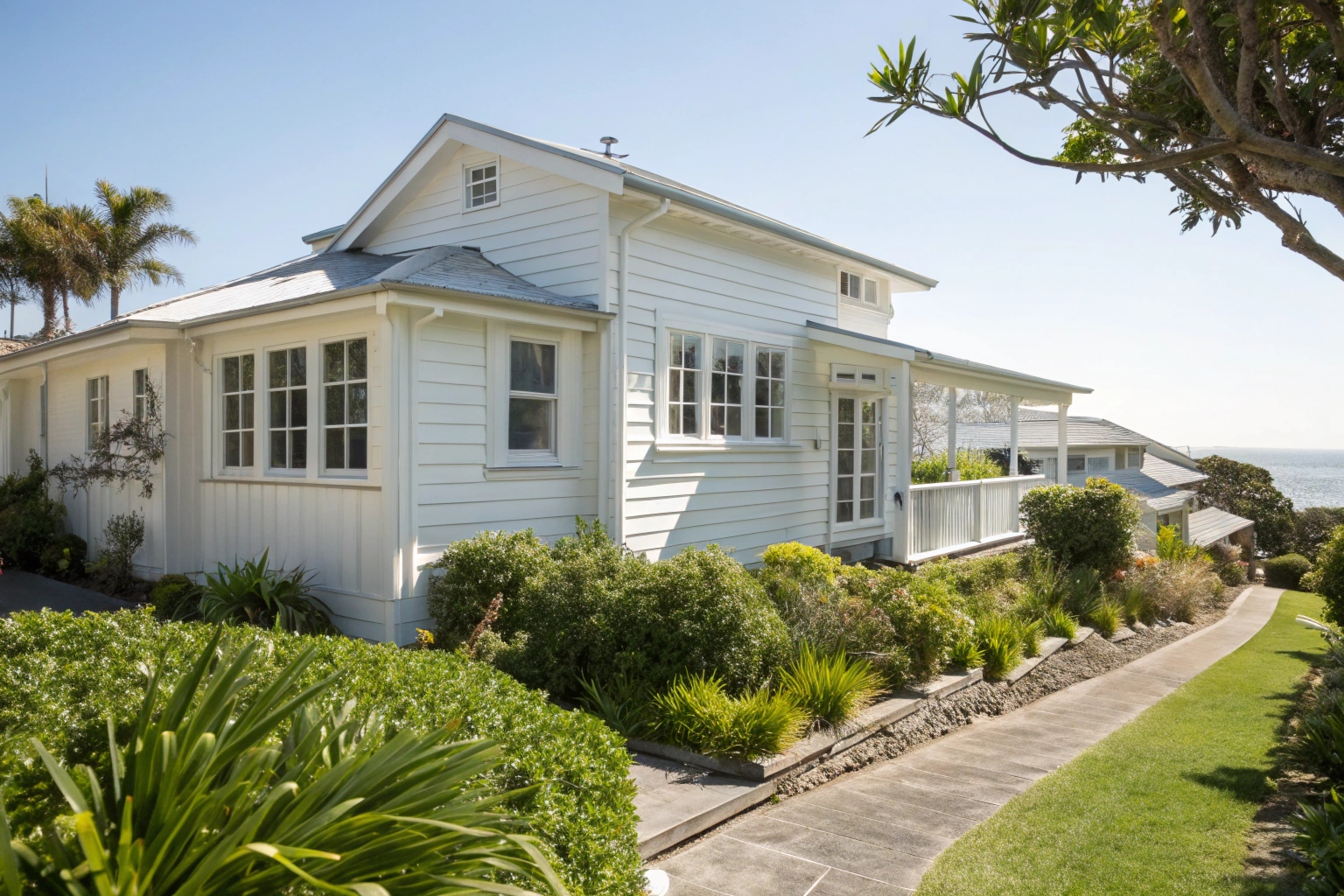 Freshly cleaned weatherboard home exterior after professional house washing in Newcastle