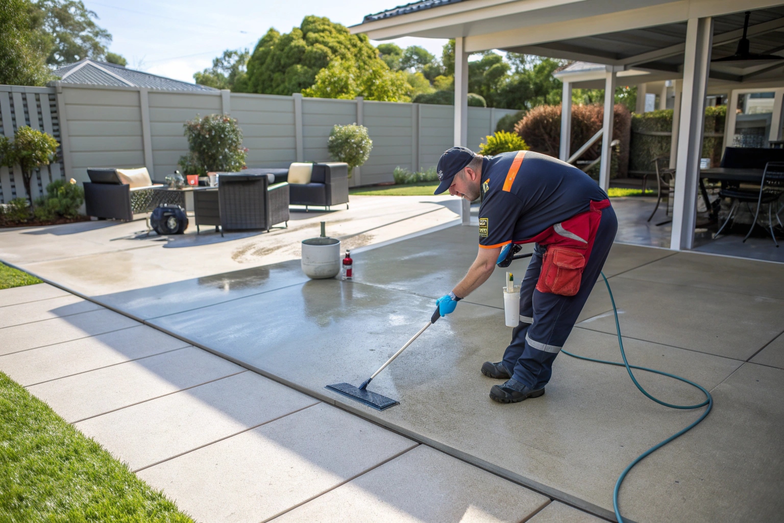 Concrete sealing service Newcastle applied after professional pressure washing and cleaning
