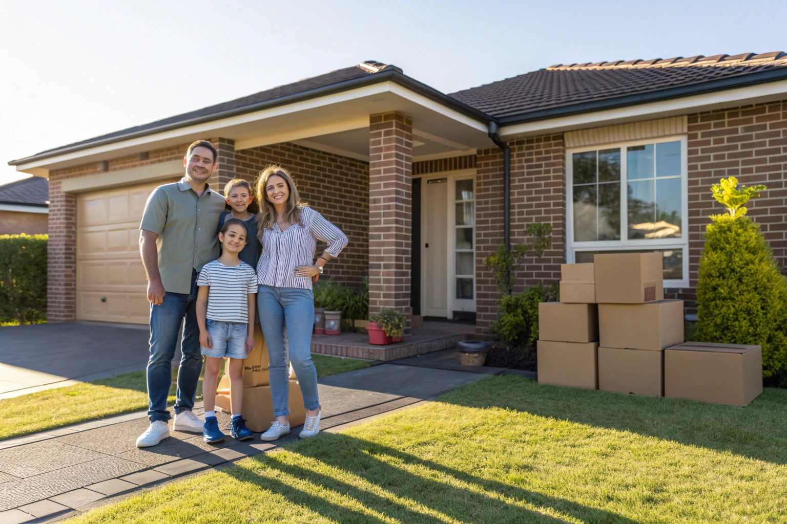 Happy Newcastle family stress-free on moving day after professional end of lease clean