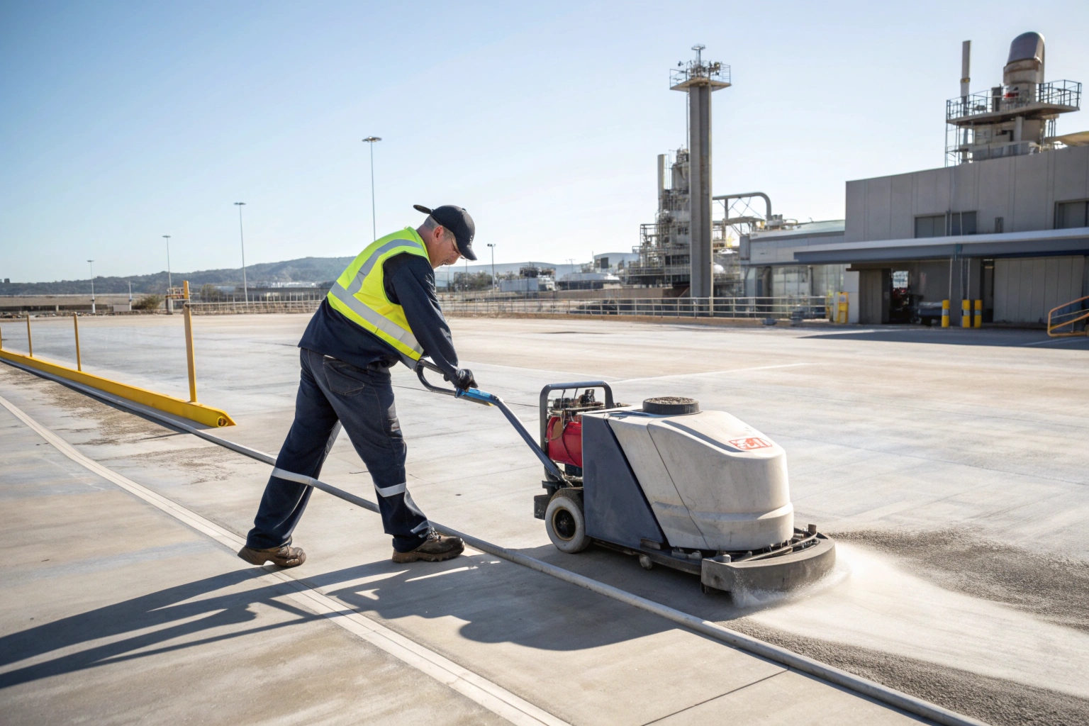 Commercial concrete cleaning Newcastle car park with professional surface cleaner equipment