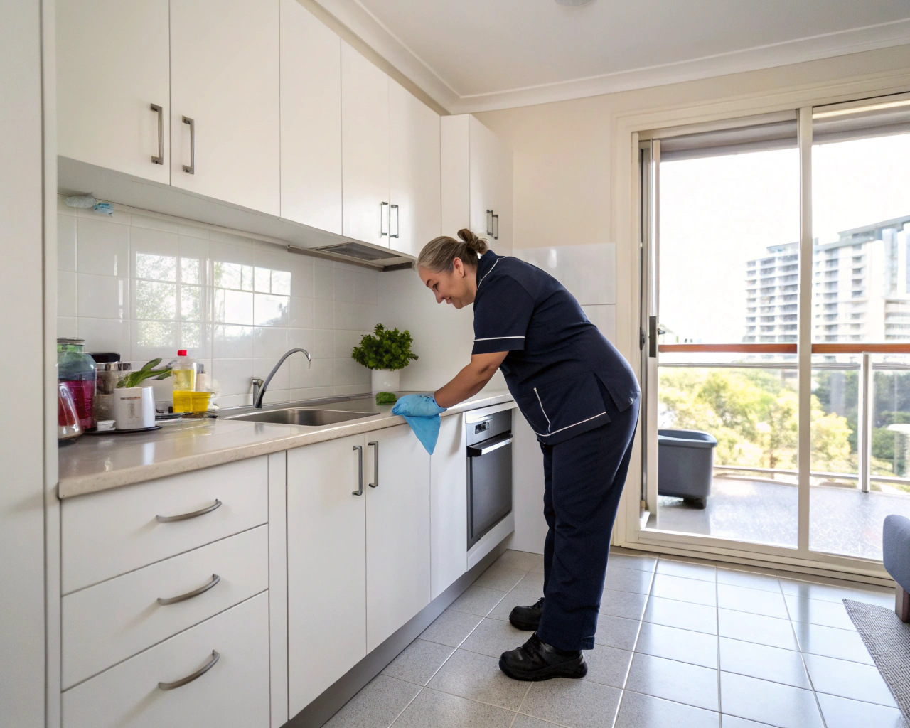 end-of-lease-cleaning-gateshead-kitchen-cleaner End of lease cleaning Gateshead kitchen benchtop wipedown