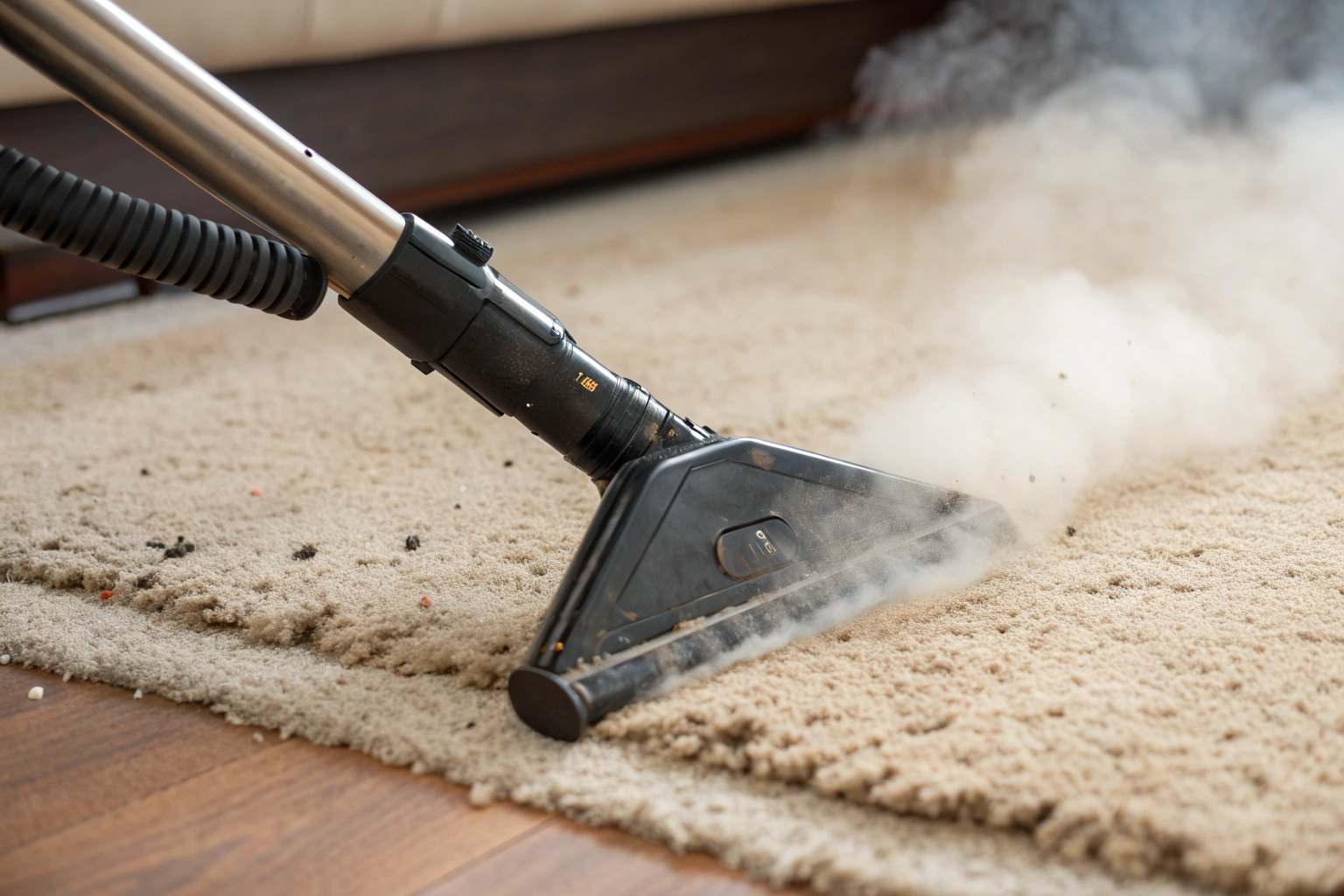 Hot water extraction removing embedded dirt from carpet fibres